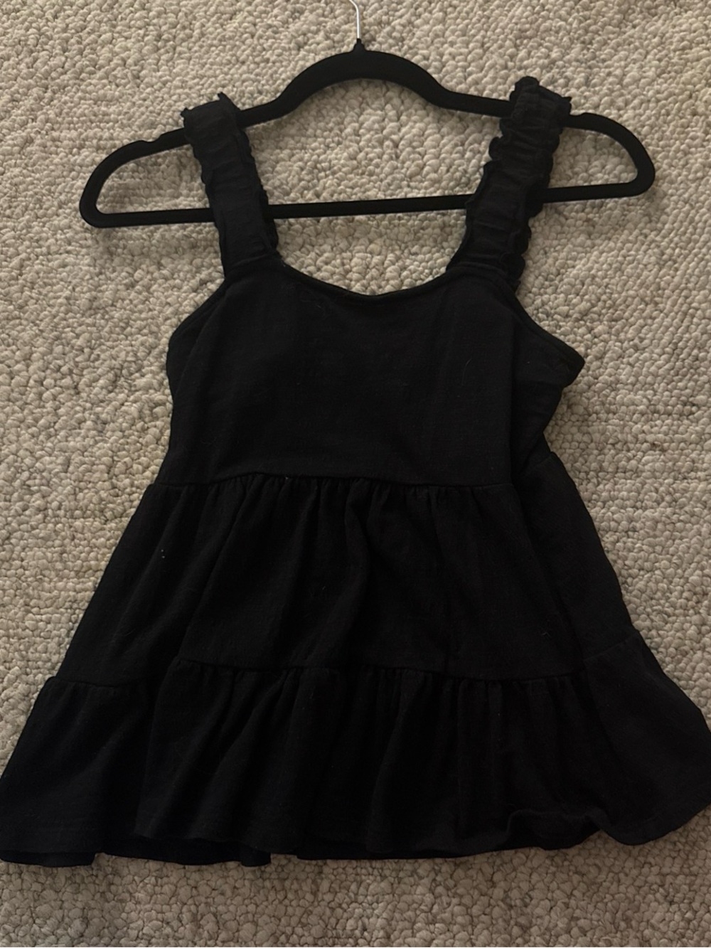 Altar'd State Black Ruffled Strap Tiered Tank